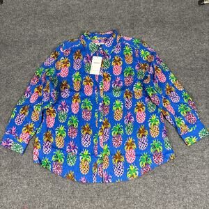 Foxcroft Zoey Pineapple Long Sleeve Shirt NWT Size 16W